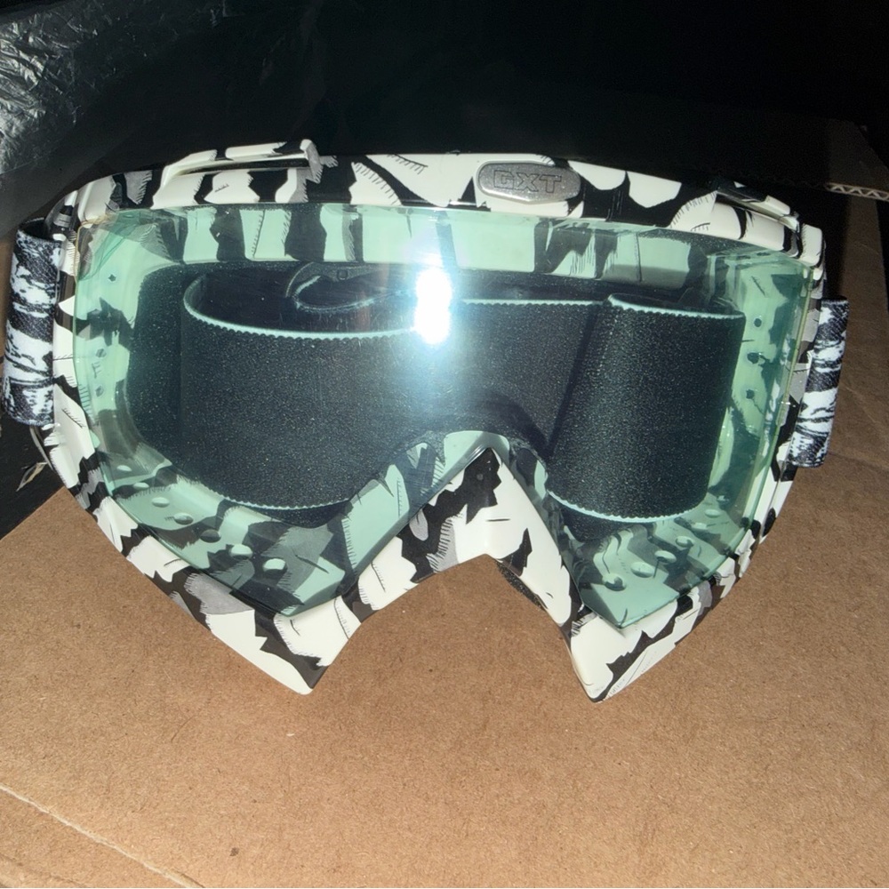 Black and White Motocross Goggles